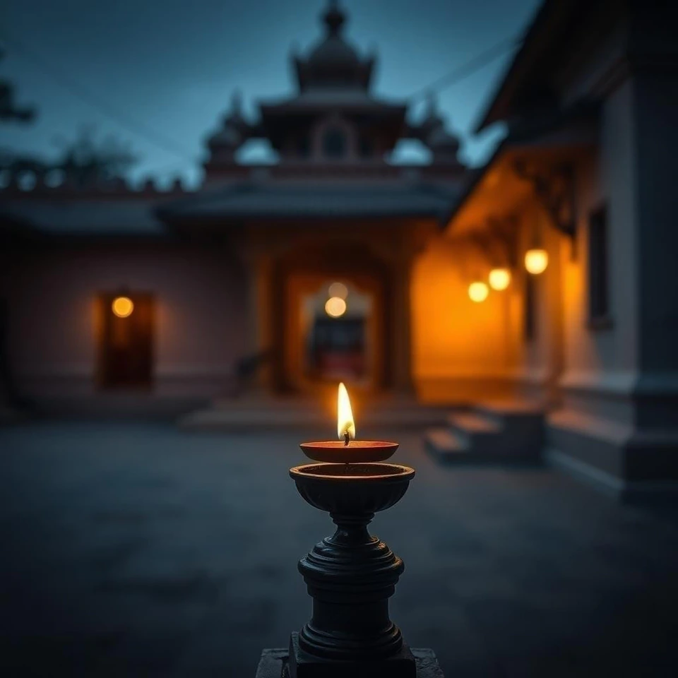 Quiet courtyard in Ayodhya suited for puja and reflection